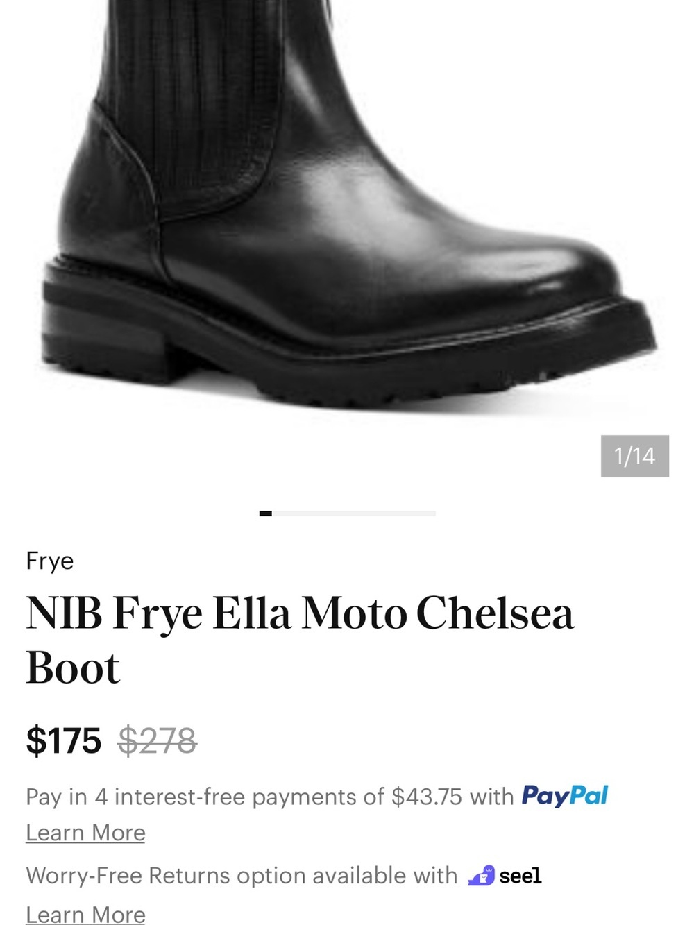 Frye ella leather moto boot womens 6.5 black - Picture 2 of 7